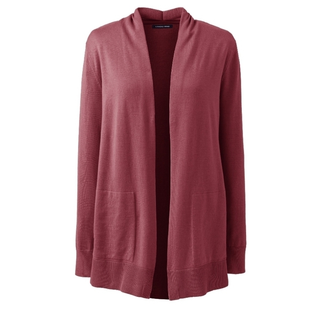 Lands' End Women's Long Sleeve Open Long Cardigan Sweater Rust Plus Size 1X